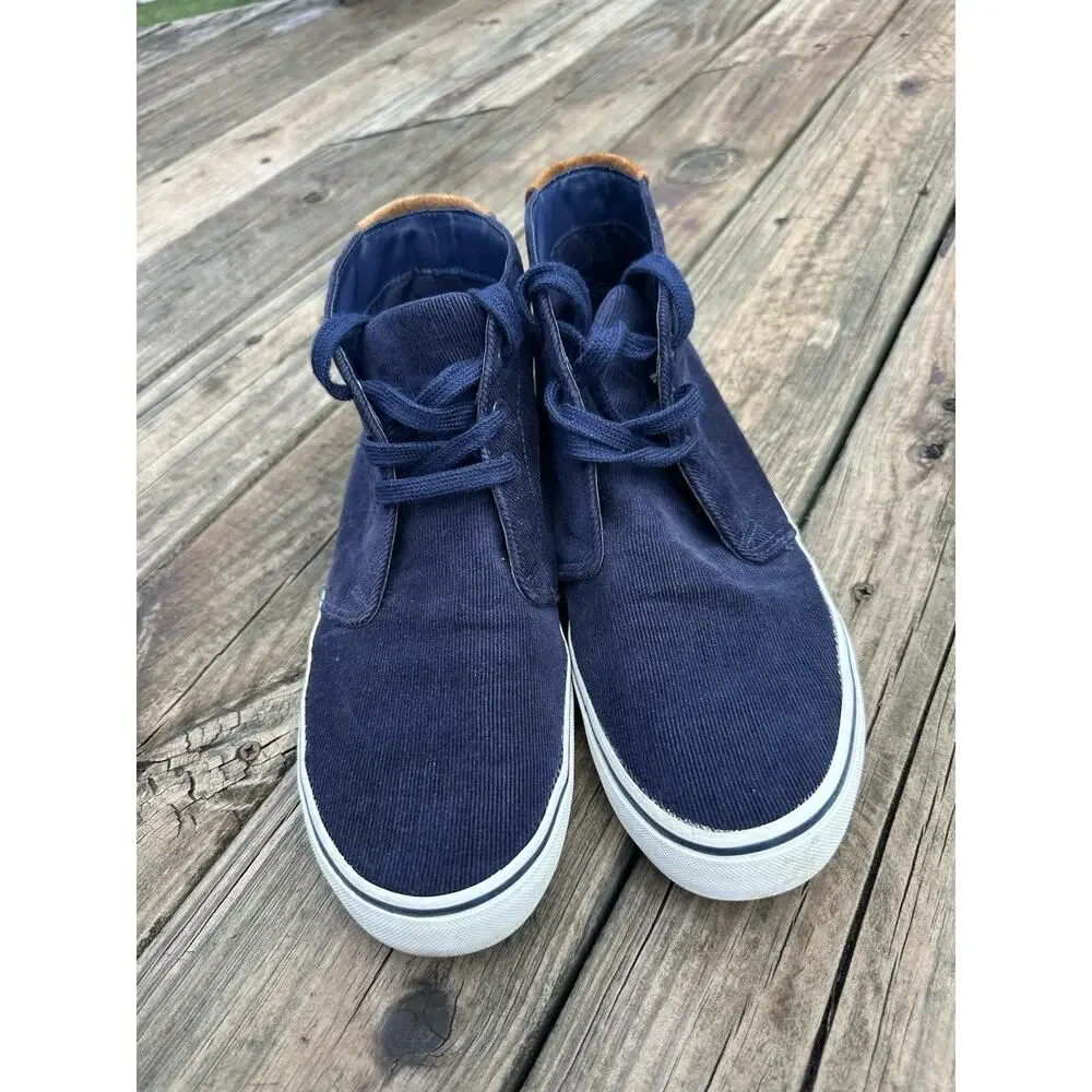 Polo Ralph Lauren Talin Sneakers 10 D Navy Corduroy Suede High Top Flesh Pony